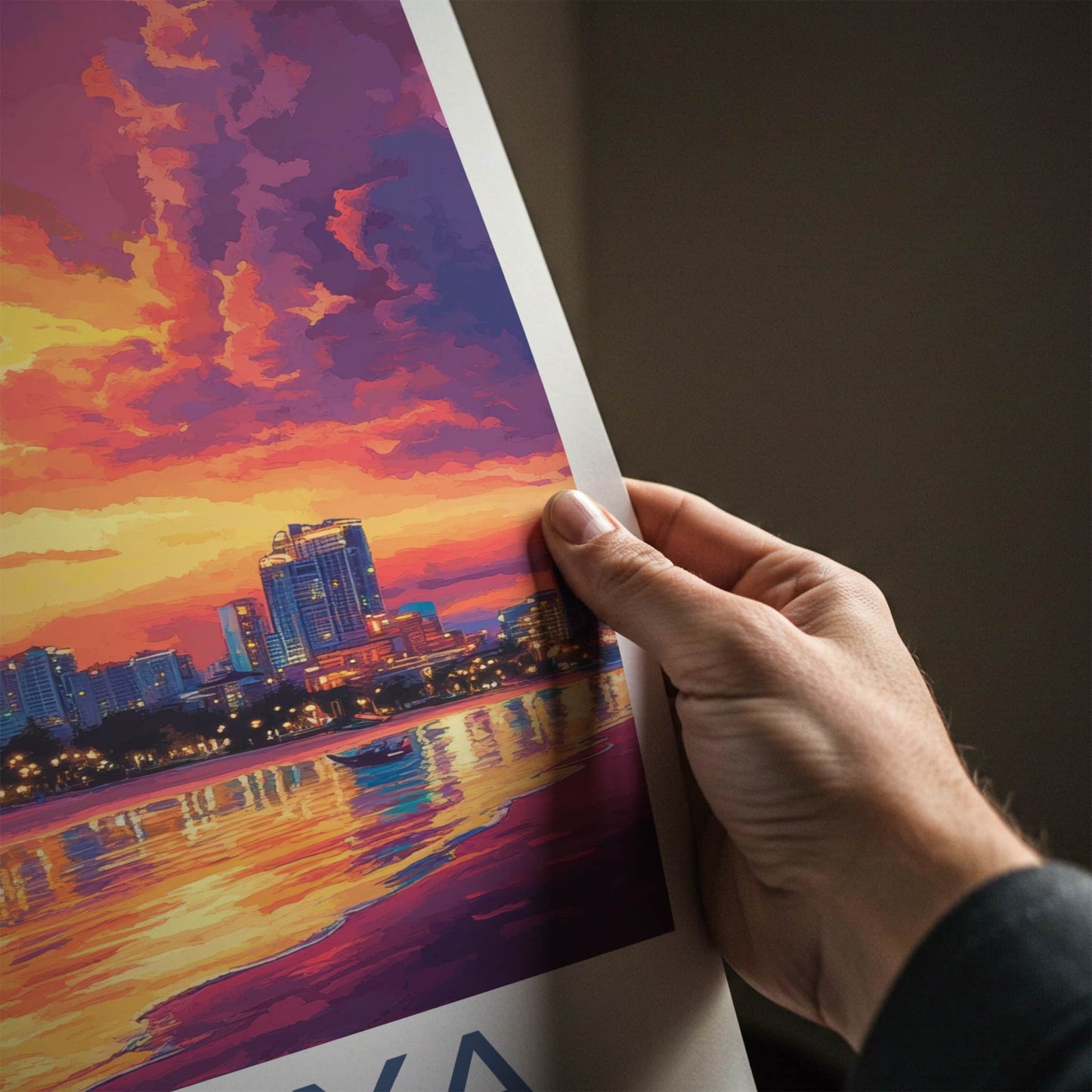 Pattaya Poster - Thailand Travel Art - Vibrant City Sunset Wall Decor