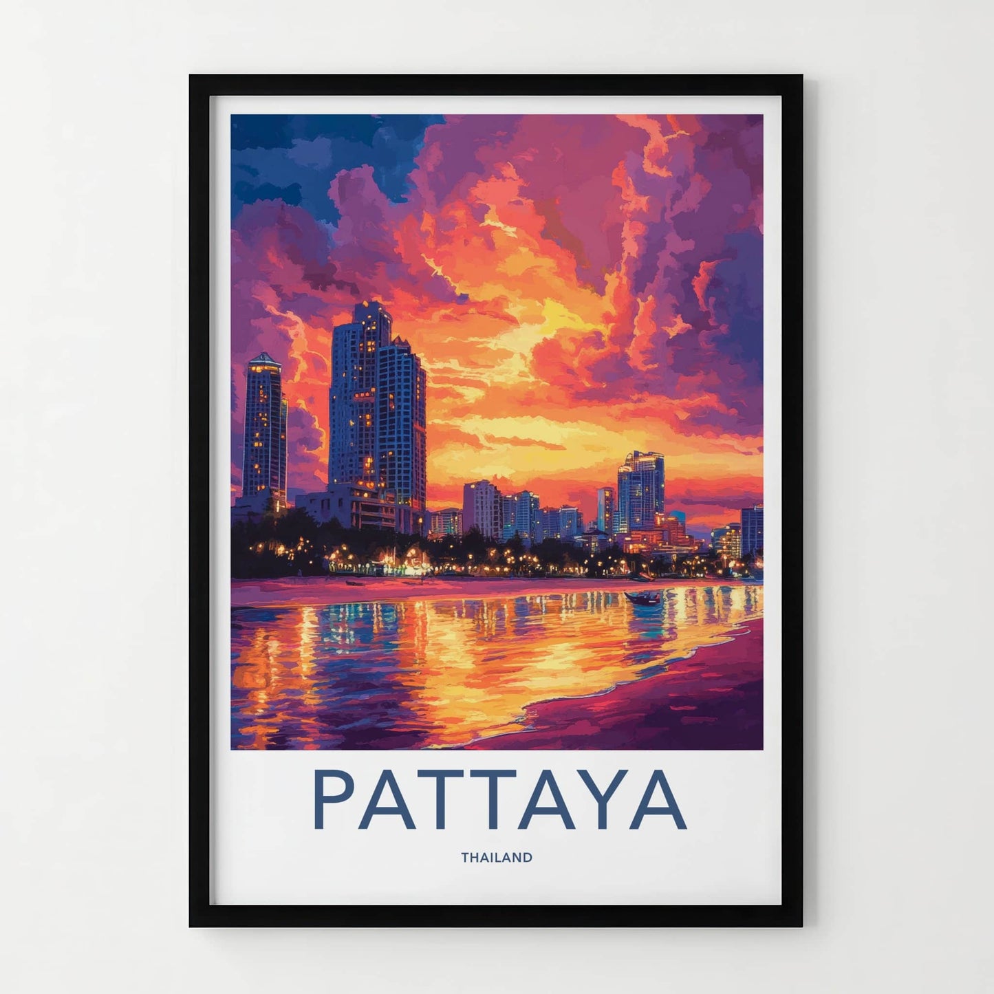 Pattaya Poster - Thailand Travel Art - Vibrant City Sunset Wall Decor