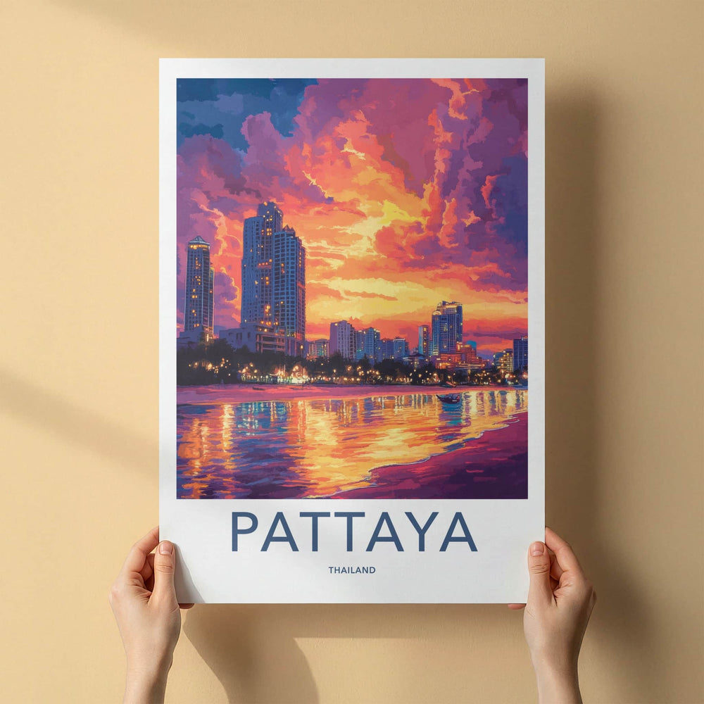 Pattaya Poster - Thailand Travel Art - Vibrant City Sunset Wall Decor