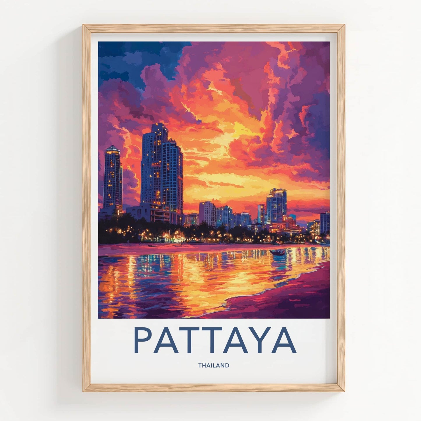 Pattaya Poster - Thailand Travel Art - Vibrant City Sunset Wall Decor