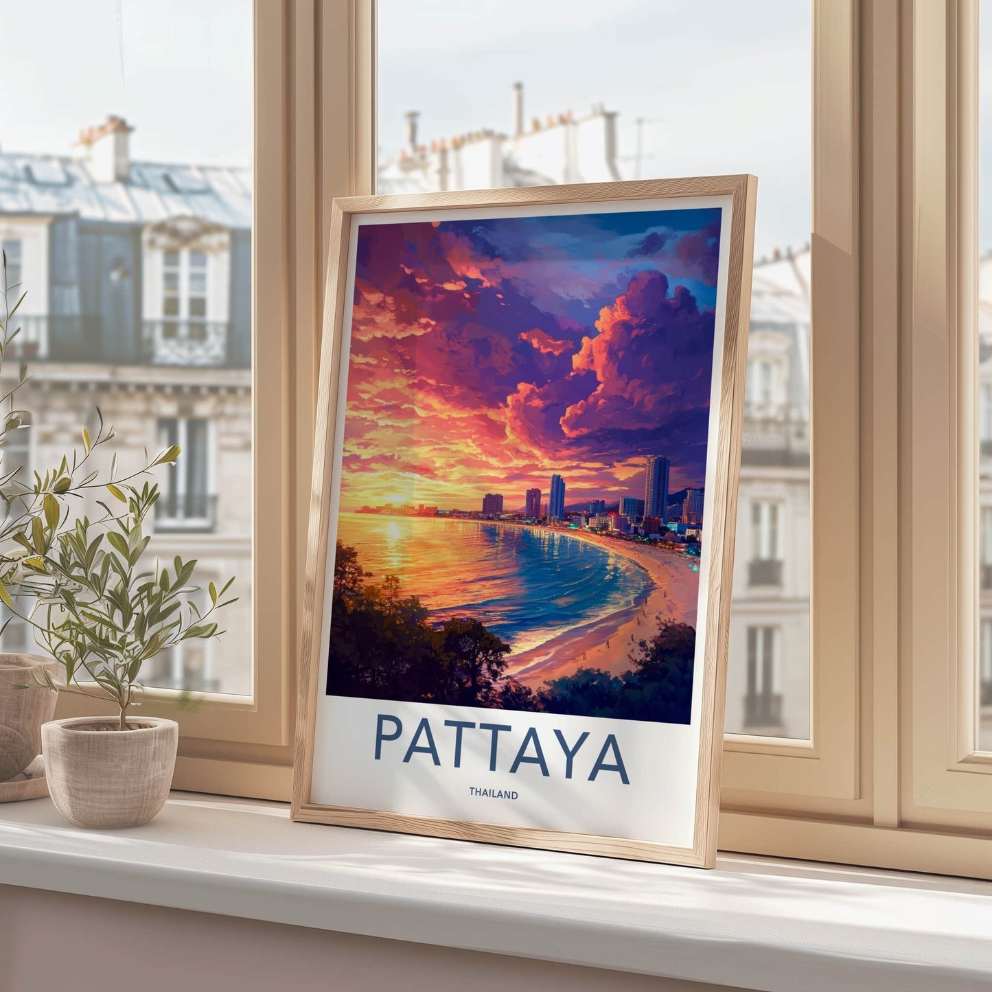 Pattaya Poster - Thailand Travel Art - Vibrant Coastal Sunset Wall Decor