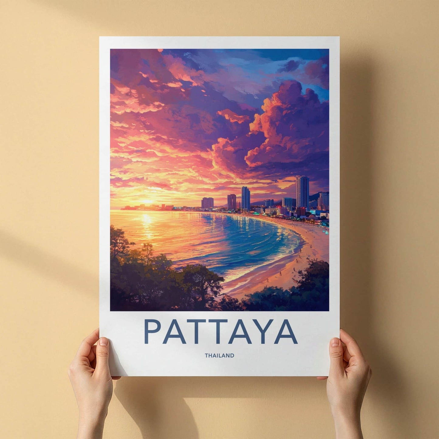 Pattaya Poster - Thailand Travel Art - Vibrant Coastal Sunset Wall Decor