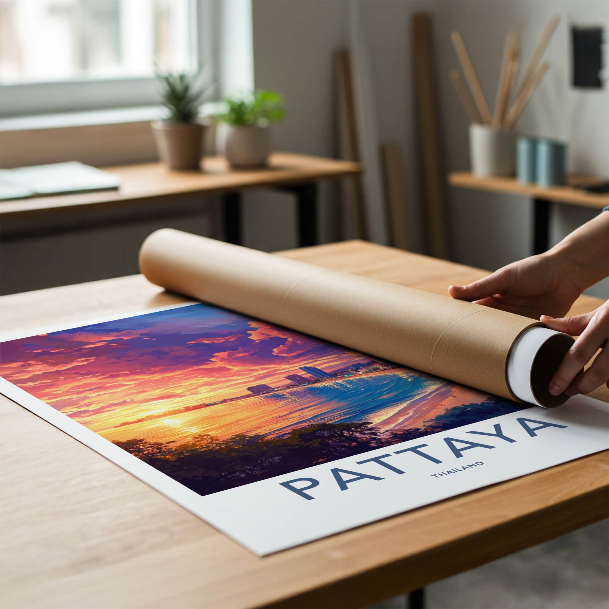 Pattaya Poster - Thailand Travel Art - Vibrant Coastal Sunset Wall Decor