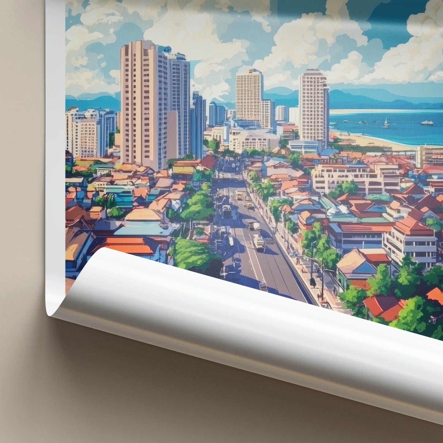 Pattaya Poster - Thailand Wall Art - Coastal Cityscape View Wall Decor