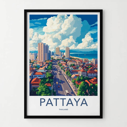 Pattaya Poster - Thailand Wall Art - Coastal Cityscape View Wall Decor