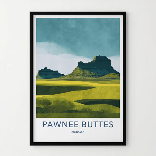 Pawnee Buttes Poster - Colorado Travel Art - Dramatic Butte Formation Home Decor