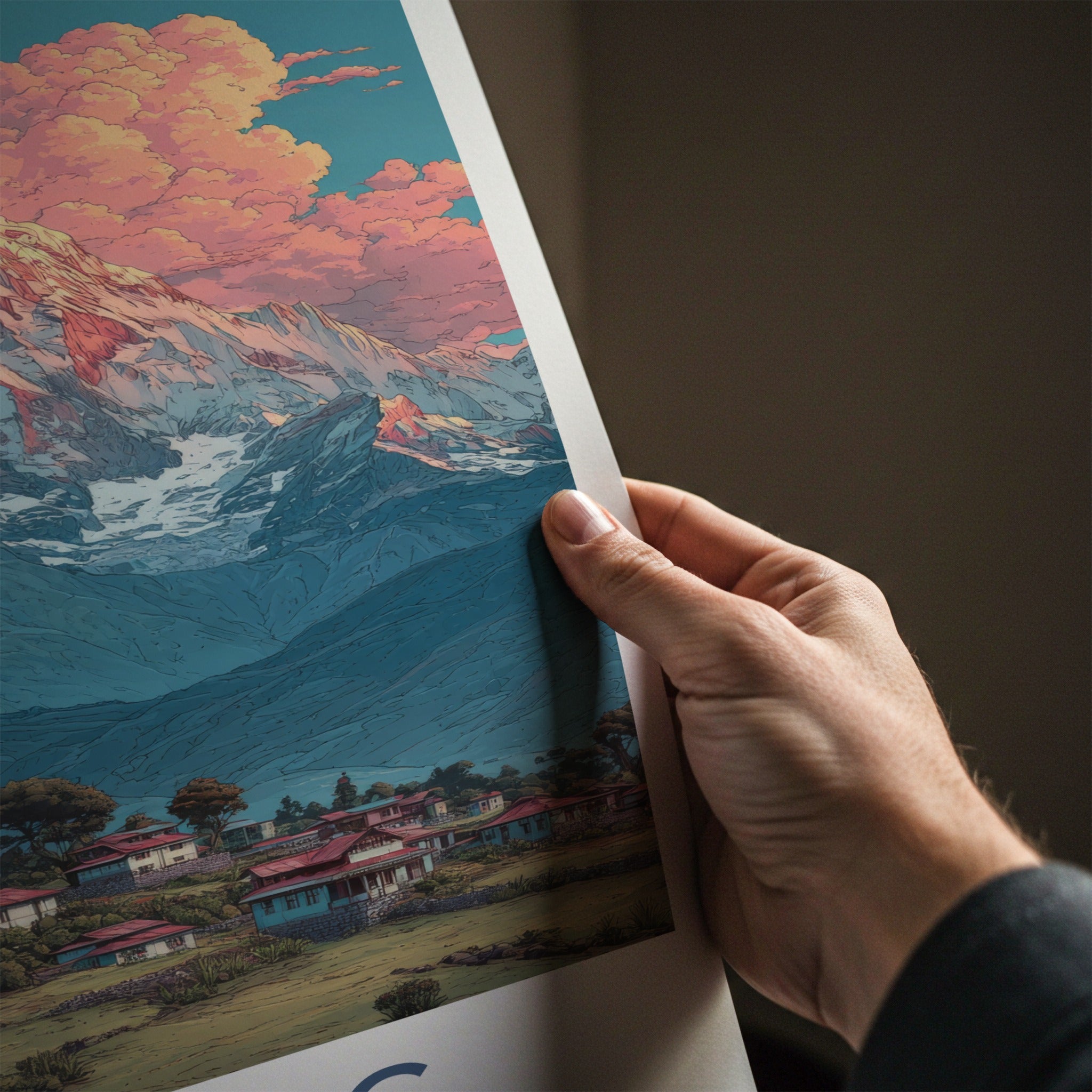 Pelling Poster - India Travel Art - Mountain Village Sunrise Home Decor