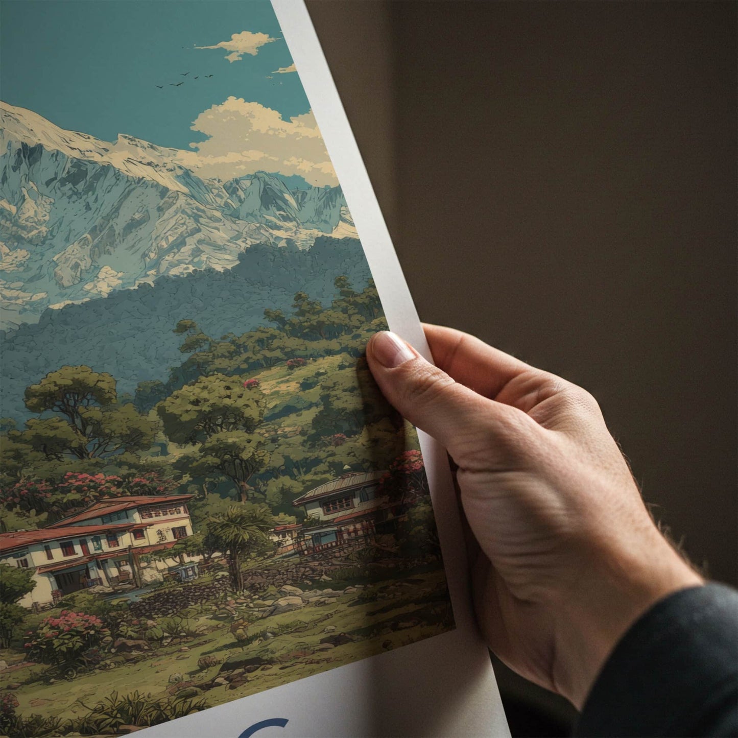 Pelling Poster - India Travel Art - Sikkim Mountain Scape Home Decor