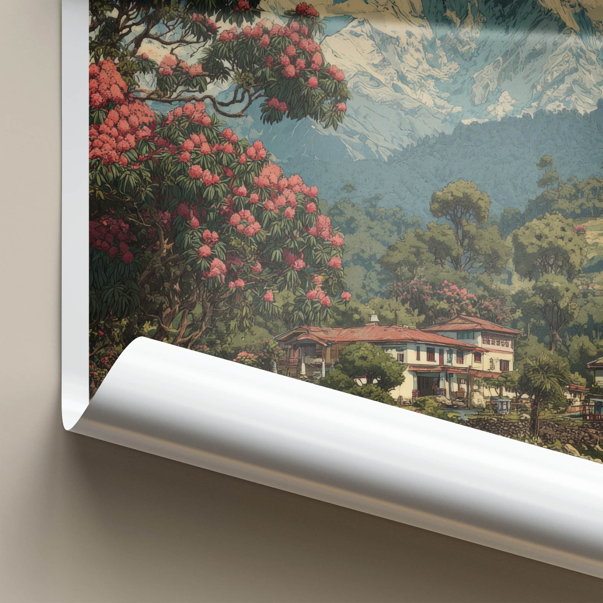 Pelling Poster - India Travel Art - Sikkim Mountain Scape Home Decor