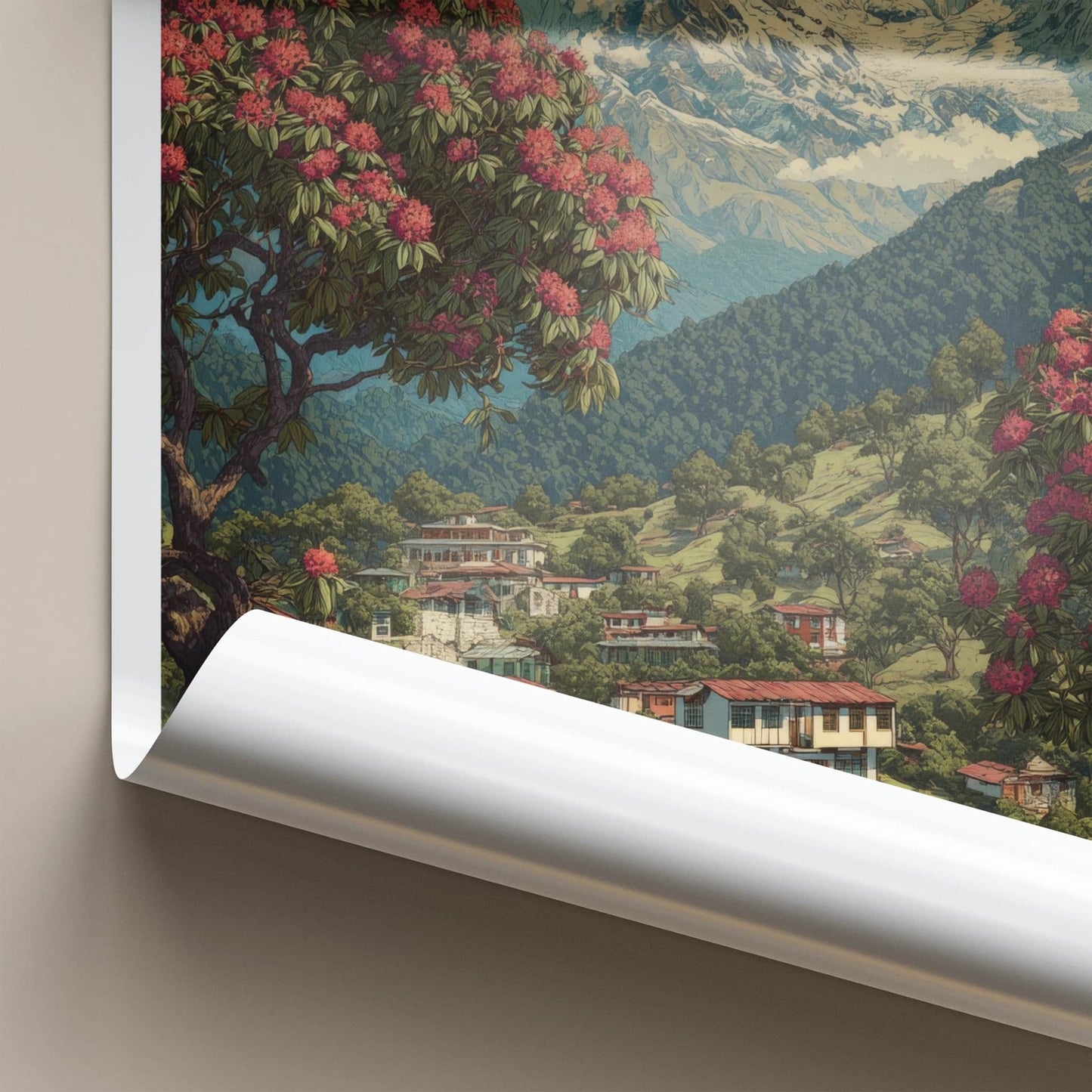 Pelling Poster - India Travel Art - Sikkim Rhododendron Mountain Home Decor