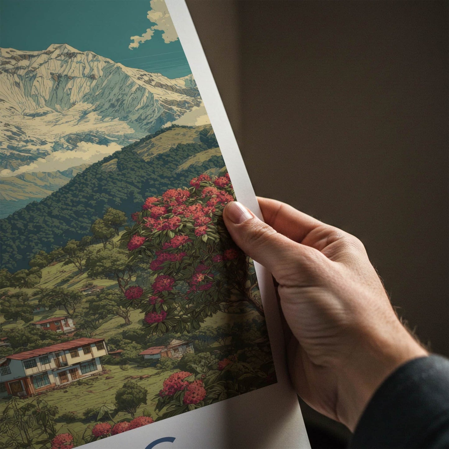 Pelling Poster - India Travel Art - Sikkim Rhododendron Mountain Home Decor
