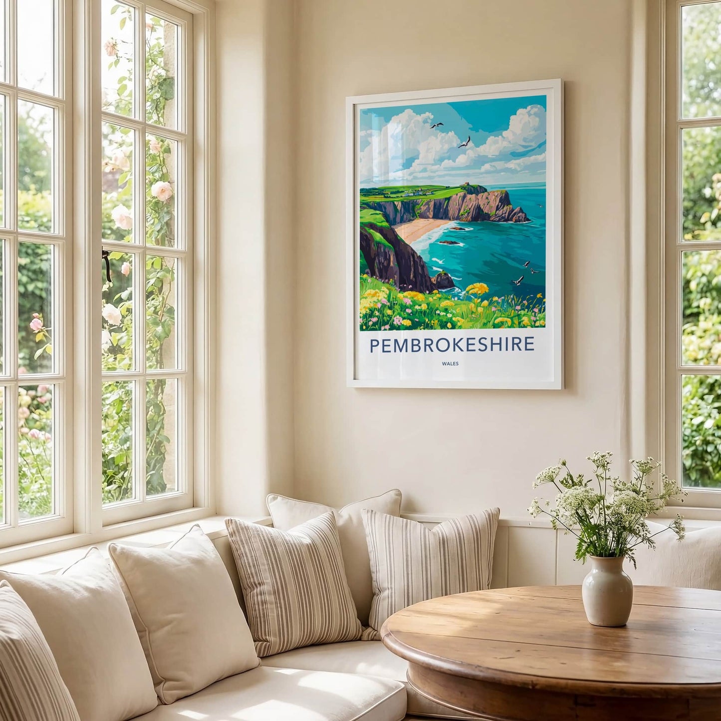 Pembrokeshire Poster - Wales Travel Art - Scenic Beach Coastline Home Decor