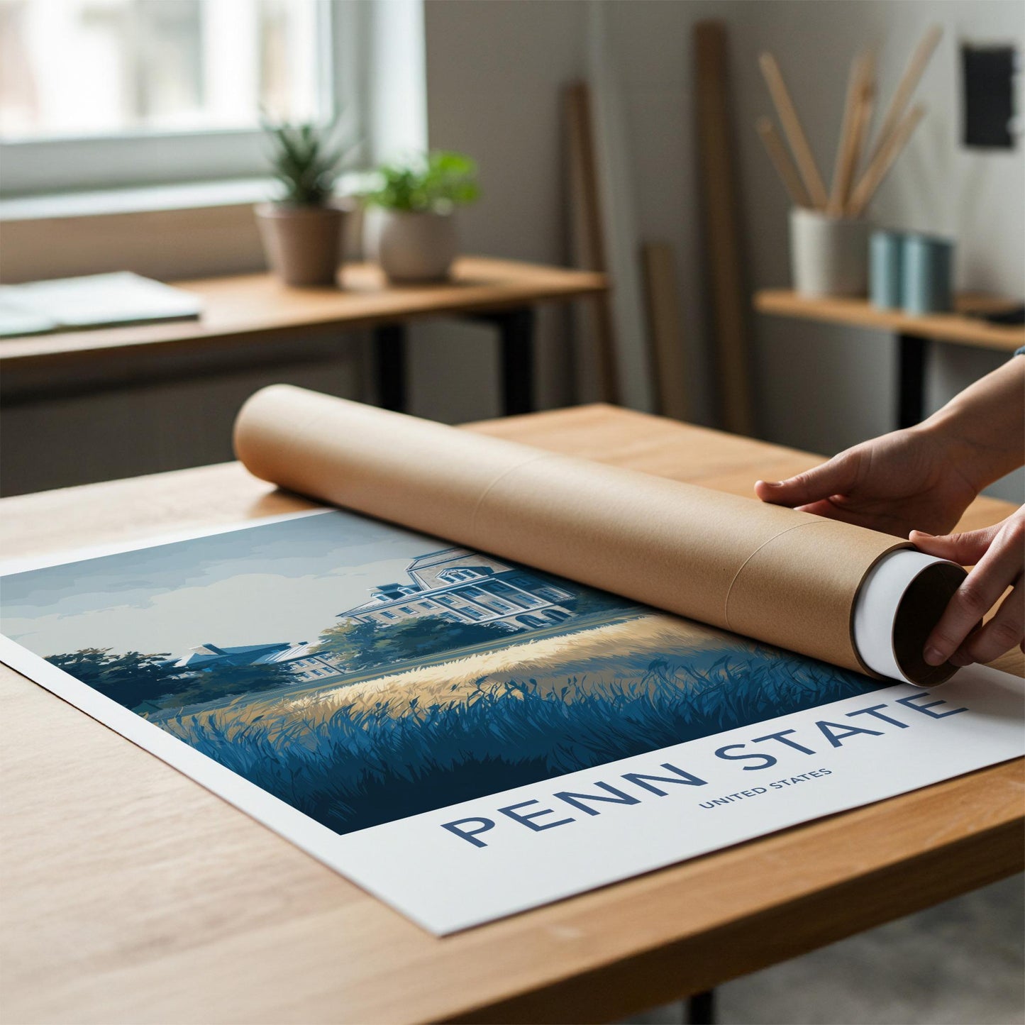 Penn State Poster - Pennsylvania Art Print - Historic Campus Building Home Decor
