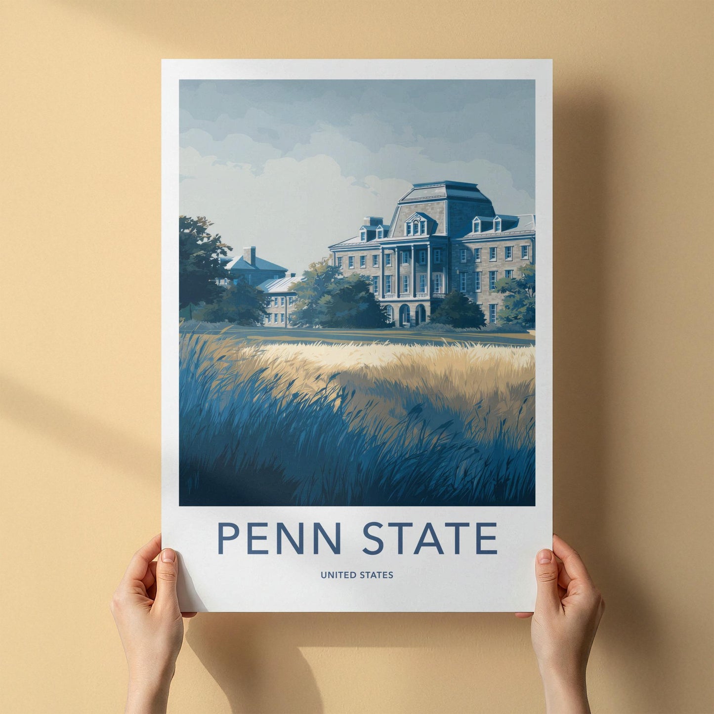 Penn State Poster - Pennsylvania Art Print - Historic Campus Building Home Decor