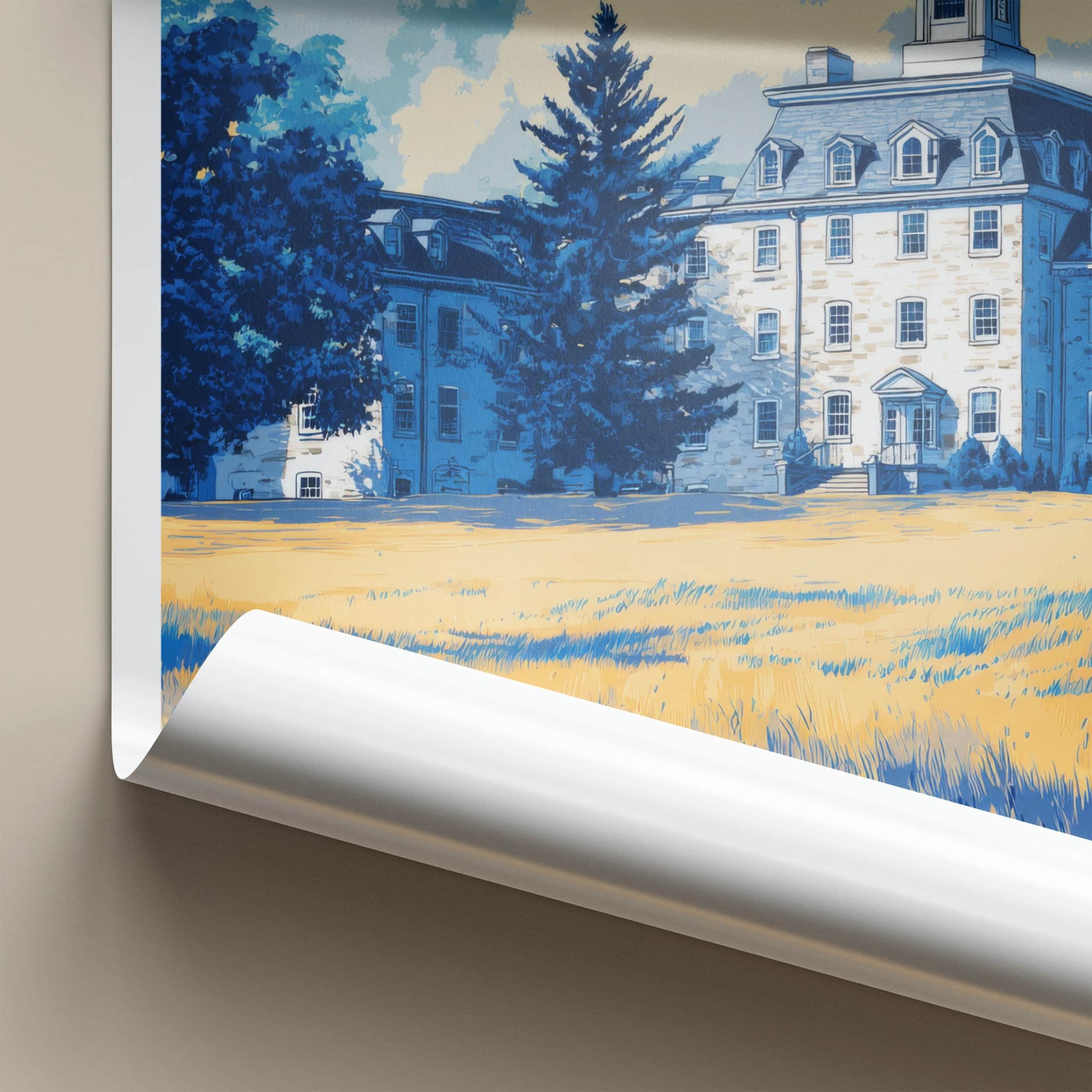 Penn State Poster - Pennsylvania Travel Art - University Building Trees Home Decor