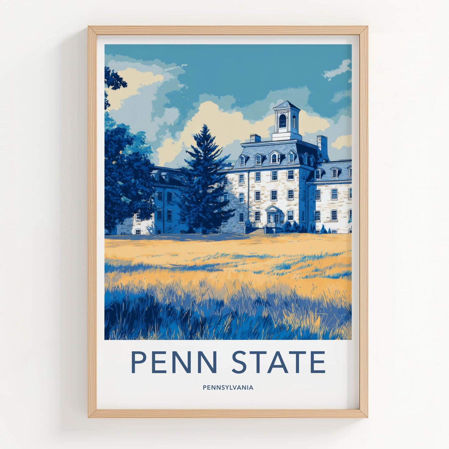 Penn State Poster - Pennsylvania Travel Art - University Building Trees Home Decor