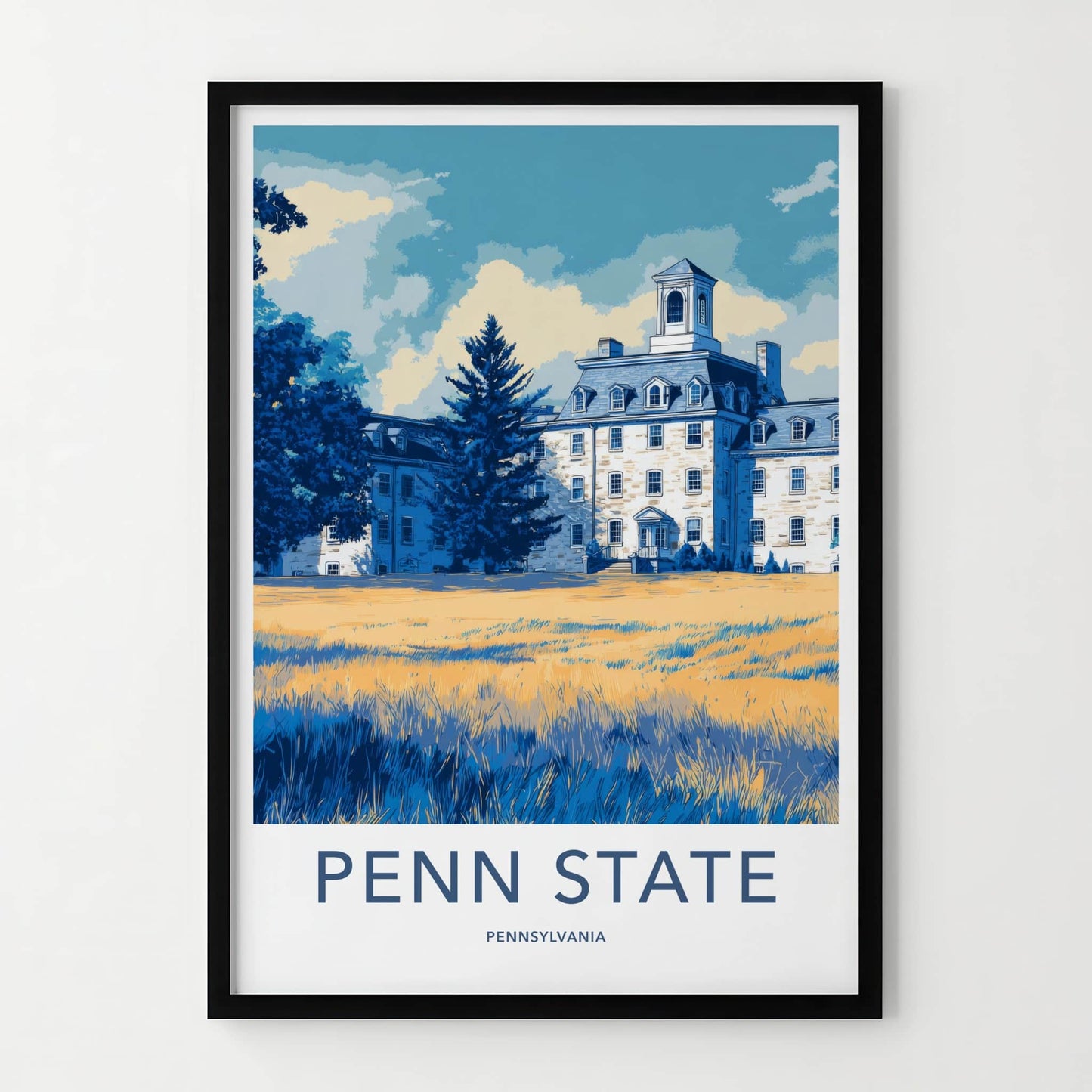 Penn State Poster - Pennsylvania Travel Art - University Building Trees Home Decor