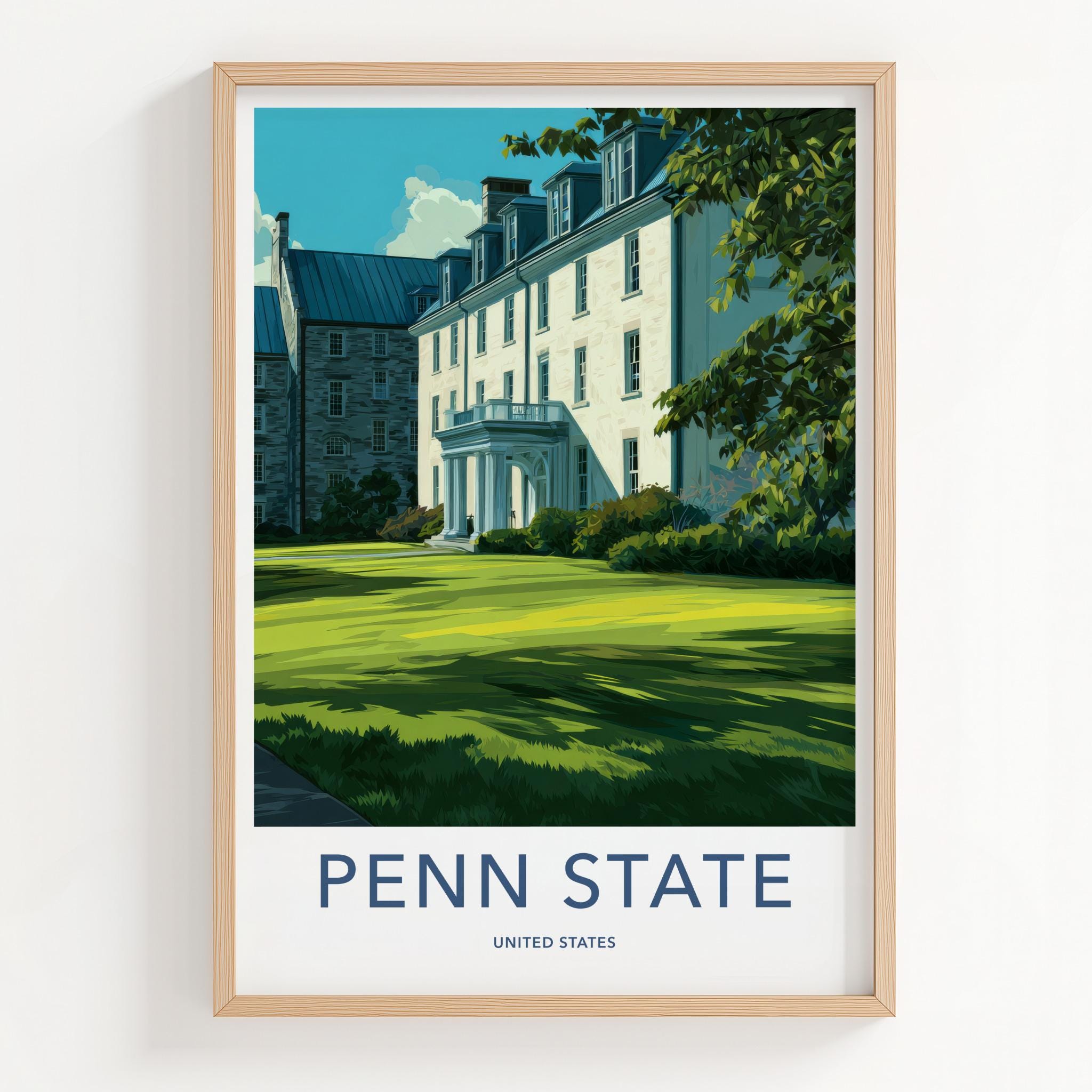 Penn State Poster - Pennsylvania Wall Art - Historic Campus Green Home Decor