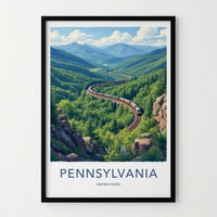 Pennsylvania Poster - Pennsylvania Art Print - Winding Valley Train Wall Decor
