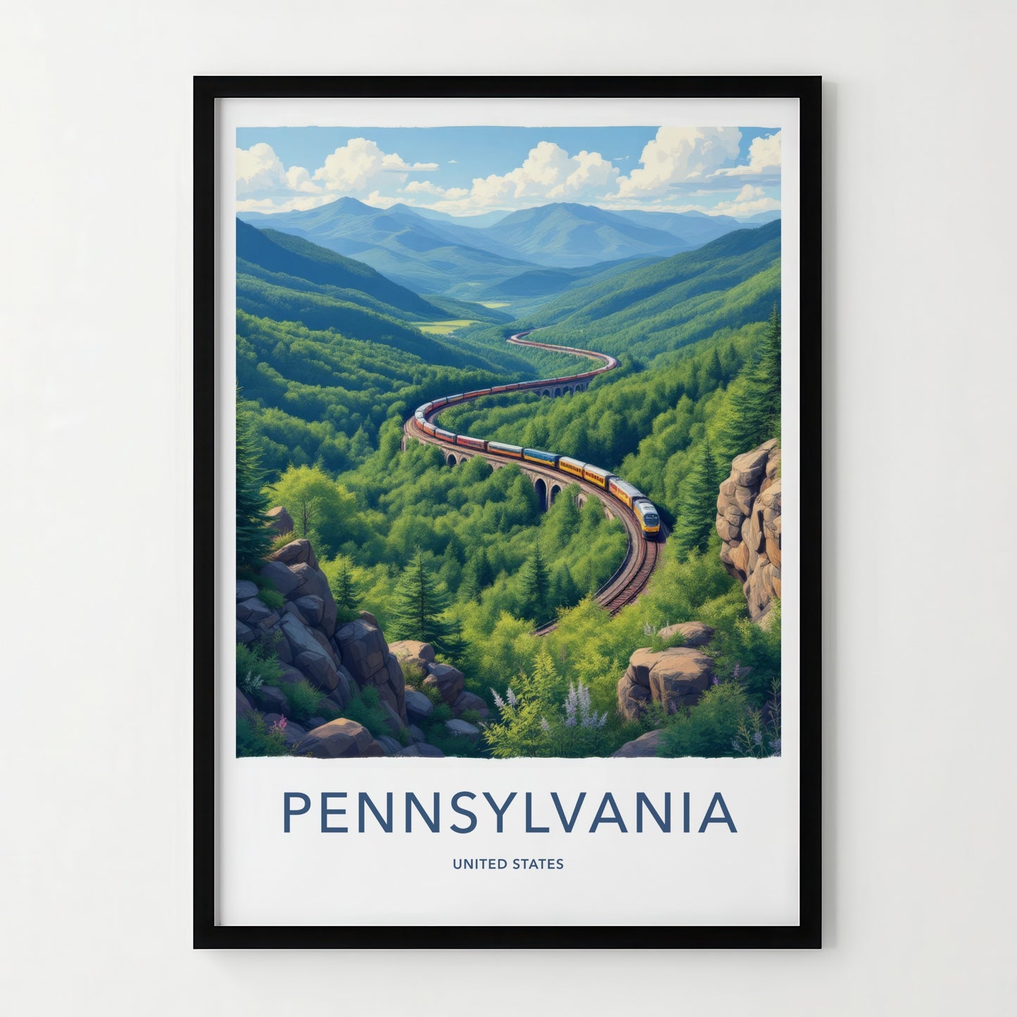 Pennsylvania Poster - Pennsylvania Art Print - Winding Valley Train Wall Decor