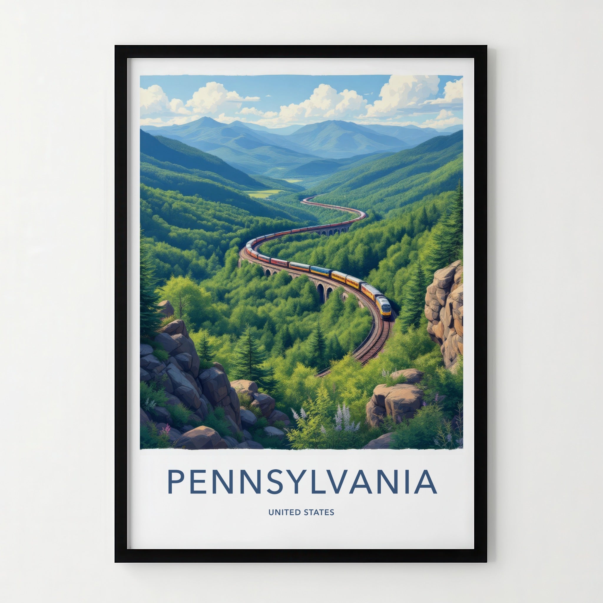 Pennsylvania Poster - Pennsylvania Art Print - Winding Valley Train Wall Decor