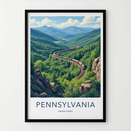 Pennsylvania Poster - Pennsylvania Art Print - Winding Valley Train Wall Decor