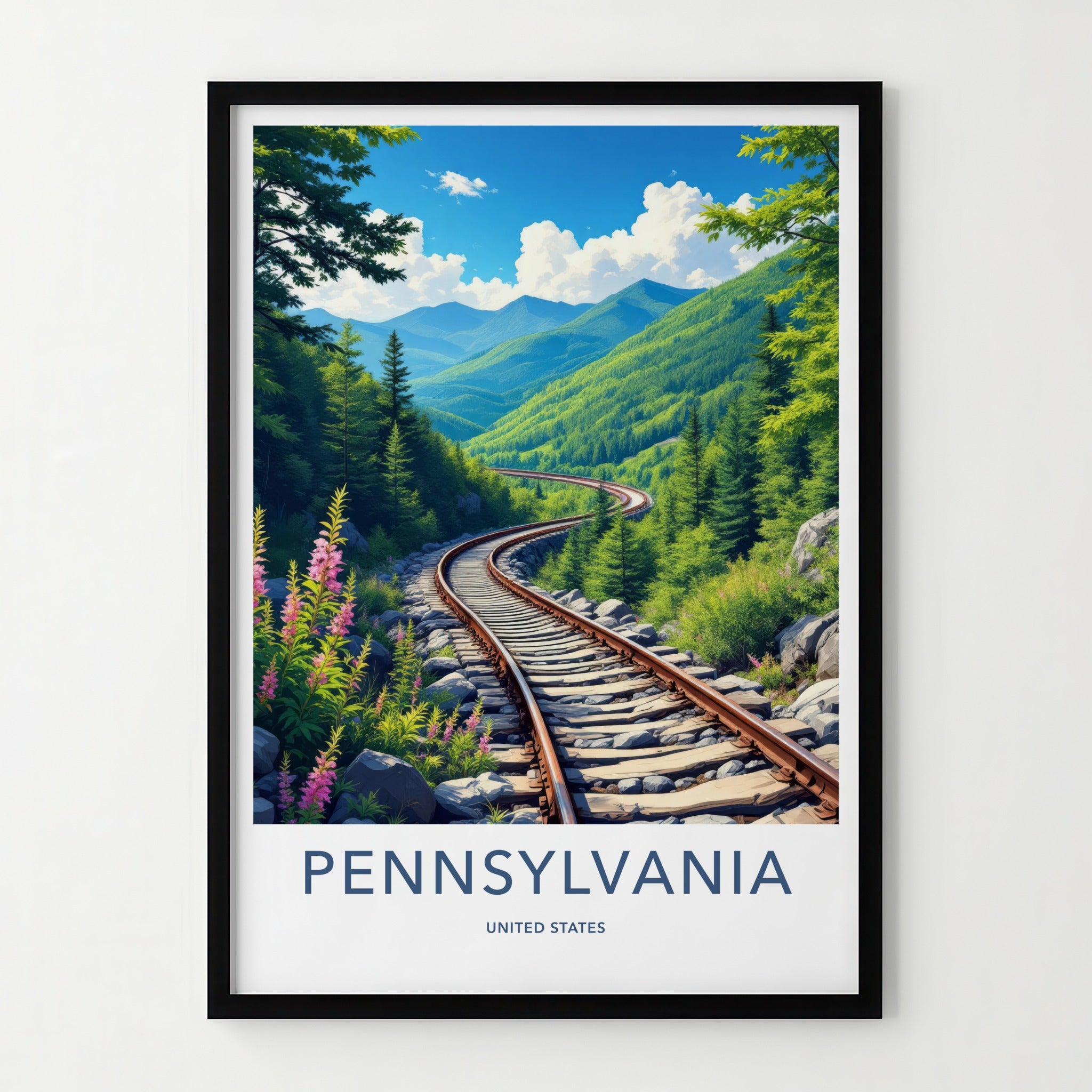 Pennsylvania Poster - Pennsylvania Travel Print - Scenic Mountain Tracks Wall Decor