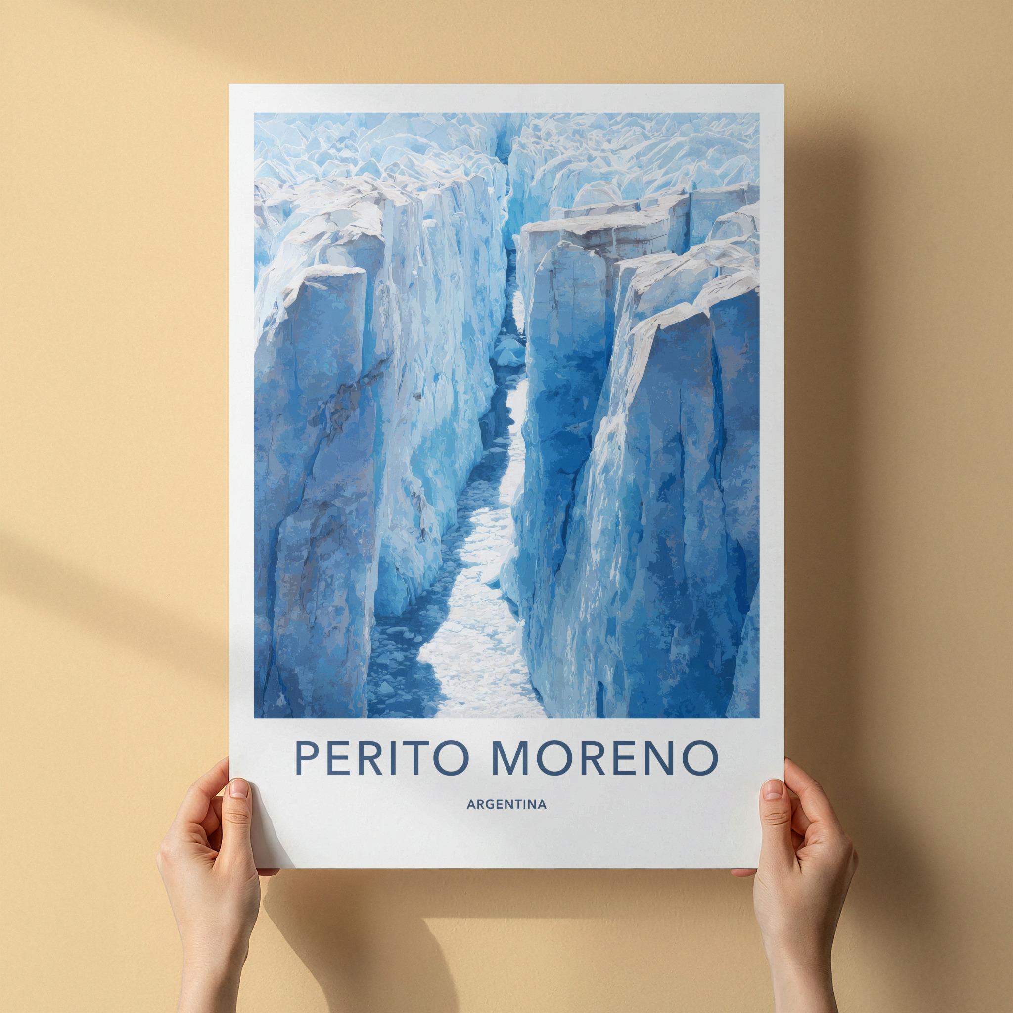 Perito Moreno Poster - Argentina Travel Art - Deep Blue Crevasse Home Decor
