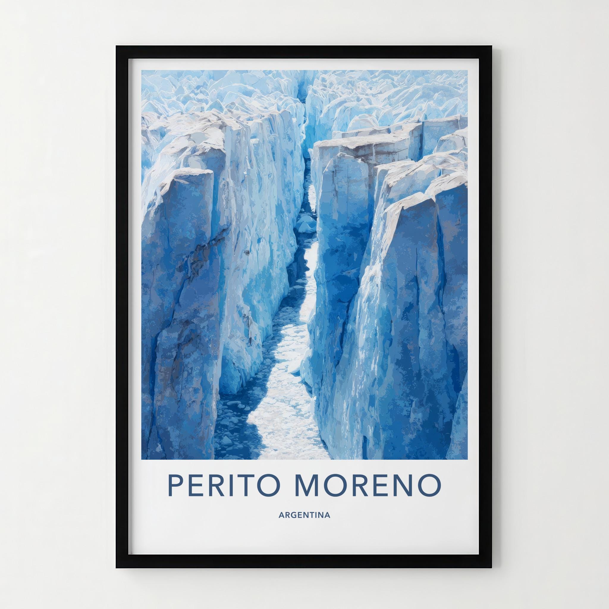 Perito Moreno Poster - Argentina Travel Art - Deep Blue Crevasse Home Decor
