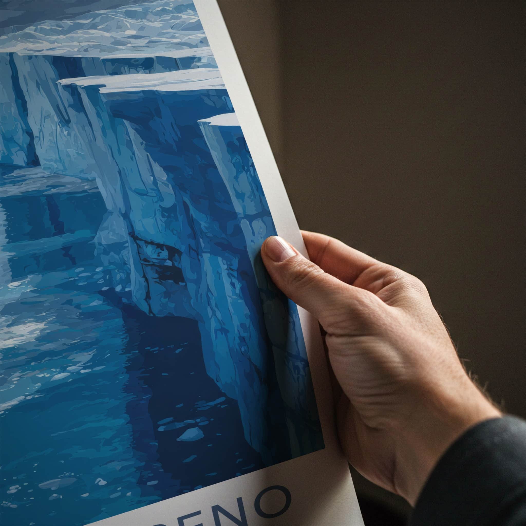 Perito Moreno Poster - Argentina Travel Art - Icy Water Chasm Home Decor