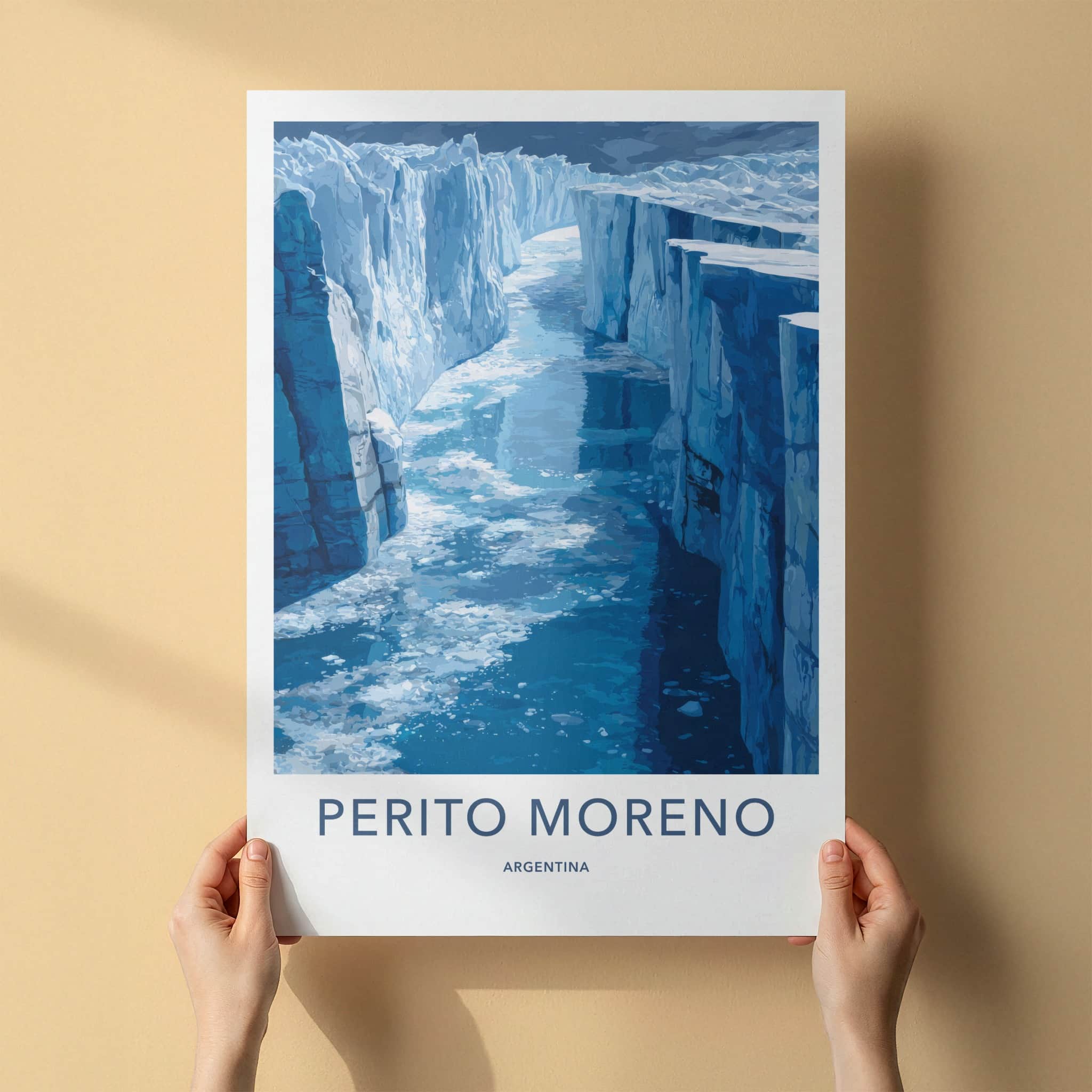 Perito Moreno Poster - Argentina Travel Art - Icy Water Chasm Home Decor