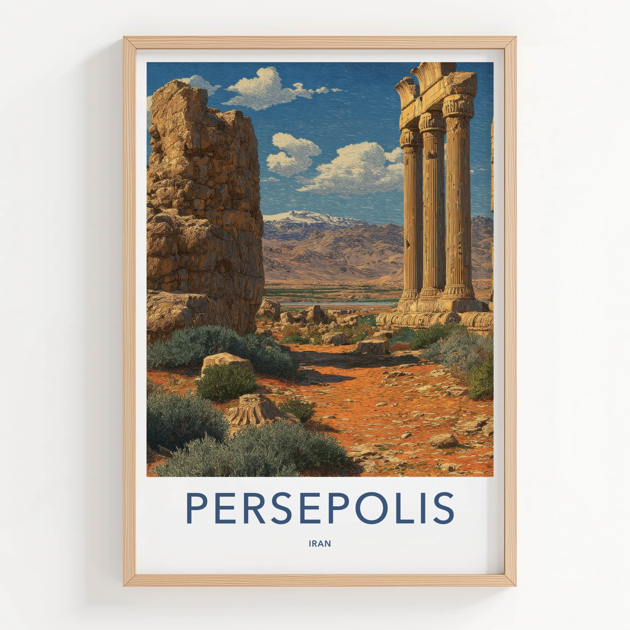 Persepolis Poster - Iran Framed Art - Ancient Ruins Columns Wall Decor