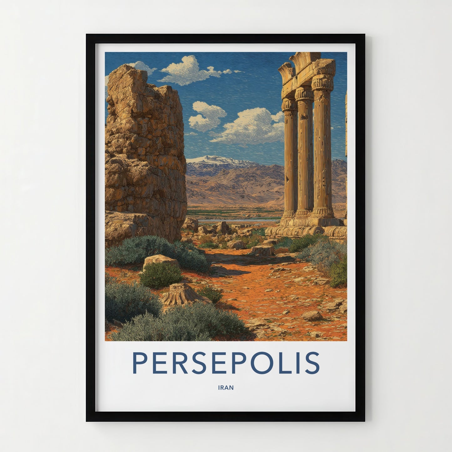 Persepolis Poster - Iran Framed Art - Ancient Ruins Columns Wall Decor