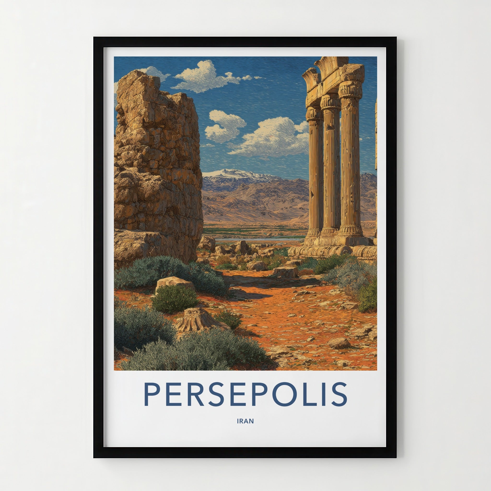 Persepolis Poster - Iran Framed Art - Ancient Ruins Columns Wall Decor