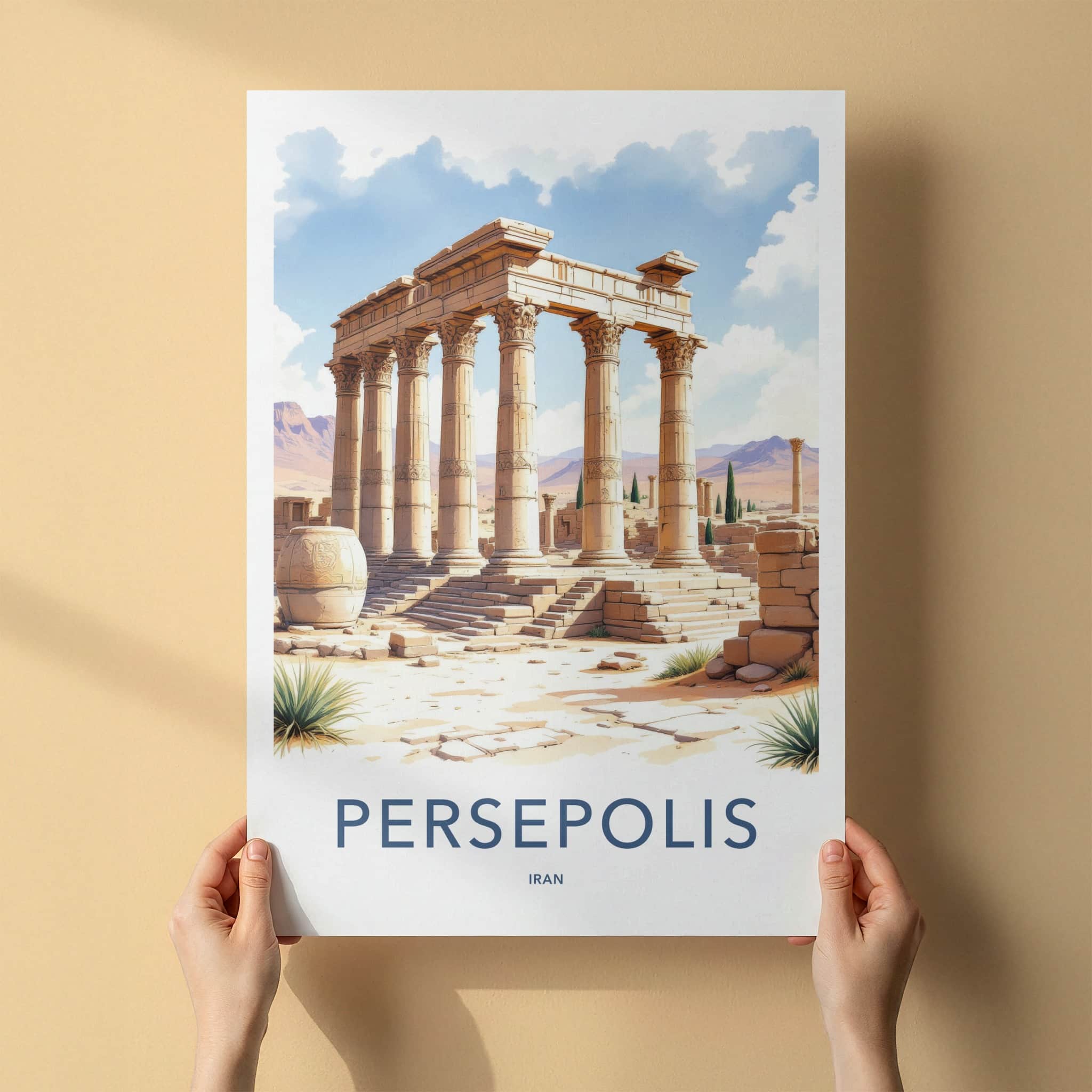 Persepolis Poster - Iran Travel Art - Ancient Columned Ruins Home Decor