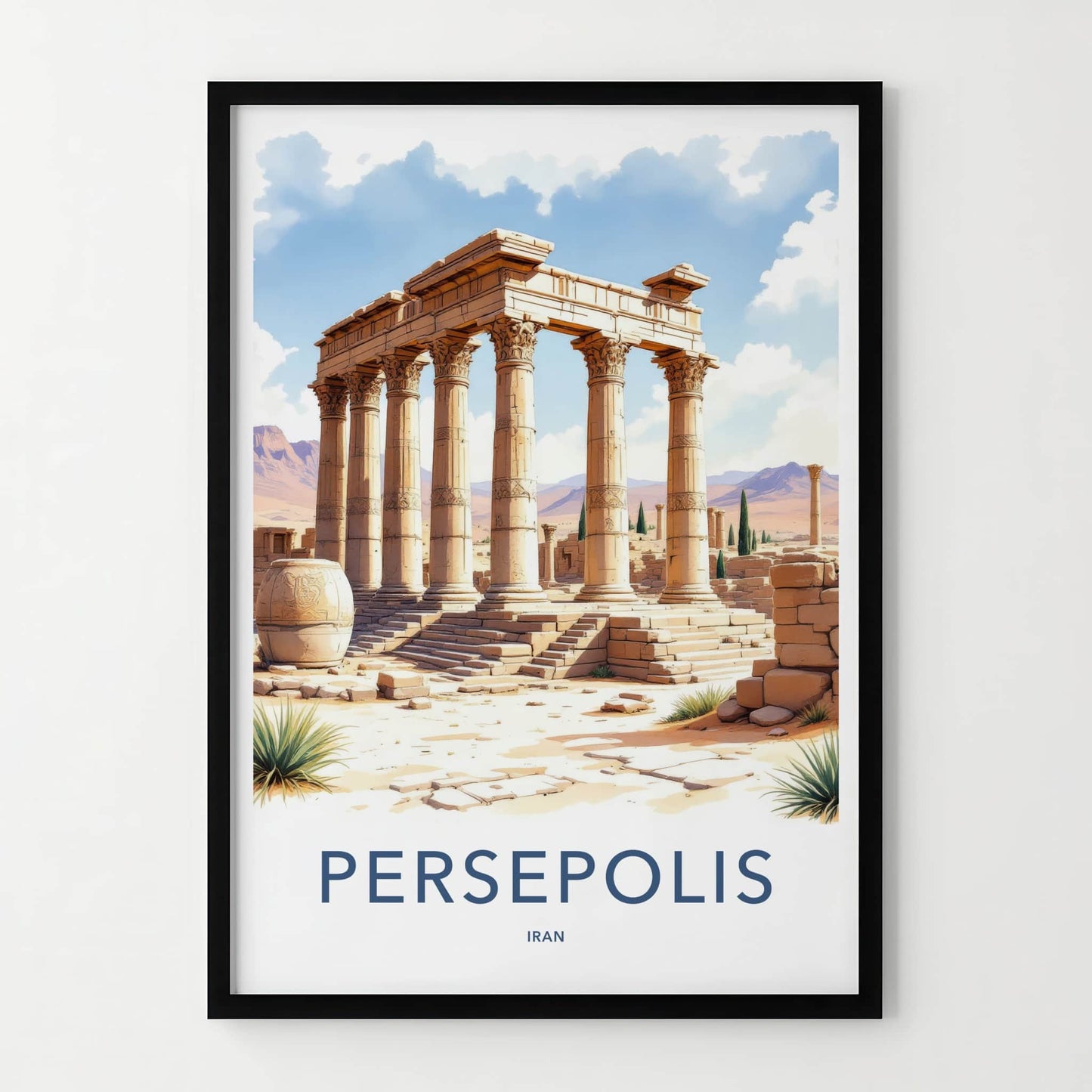 Persepolis Poster - Iran Travel Art - Ancient Columned Ruins Home Decor