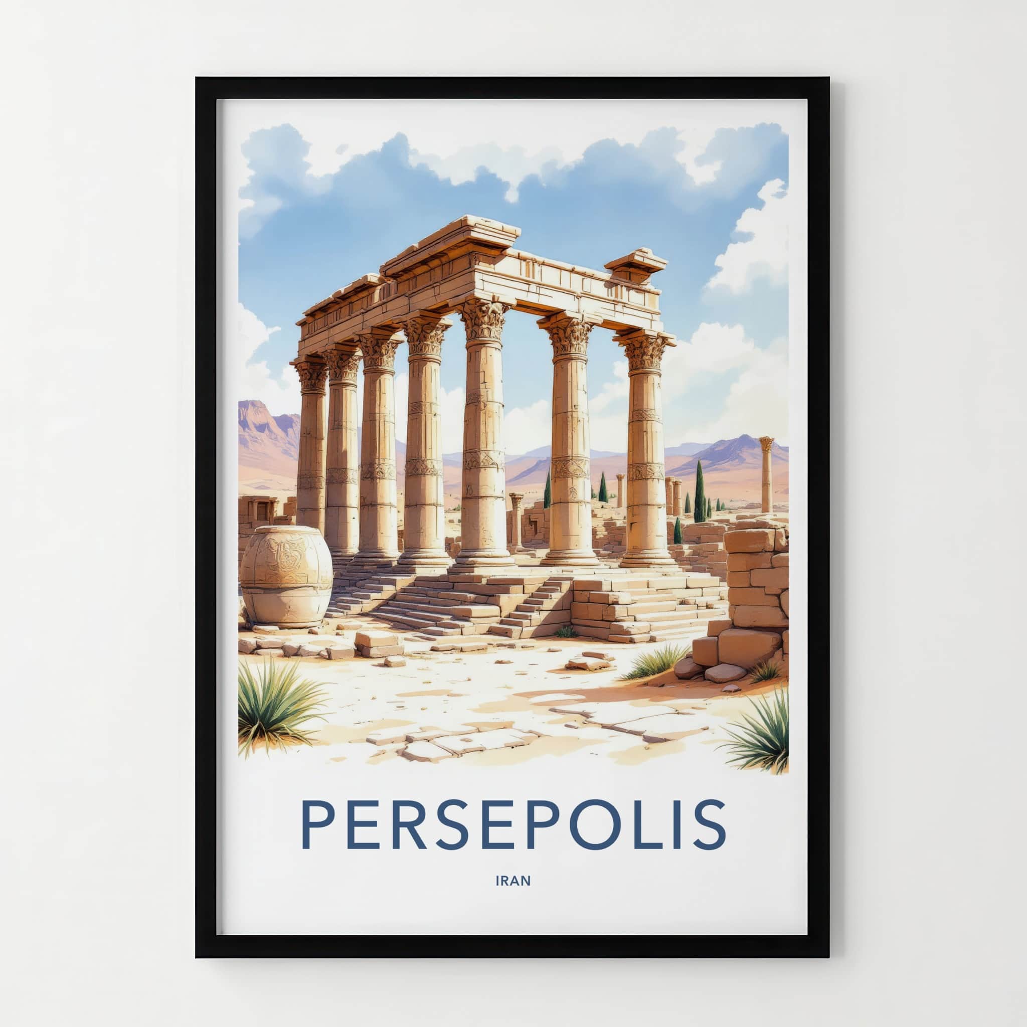 Persepolis Poster - Iran Travel Art - Ancient Columned Ruins Home Decor
