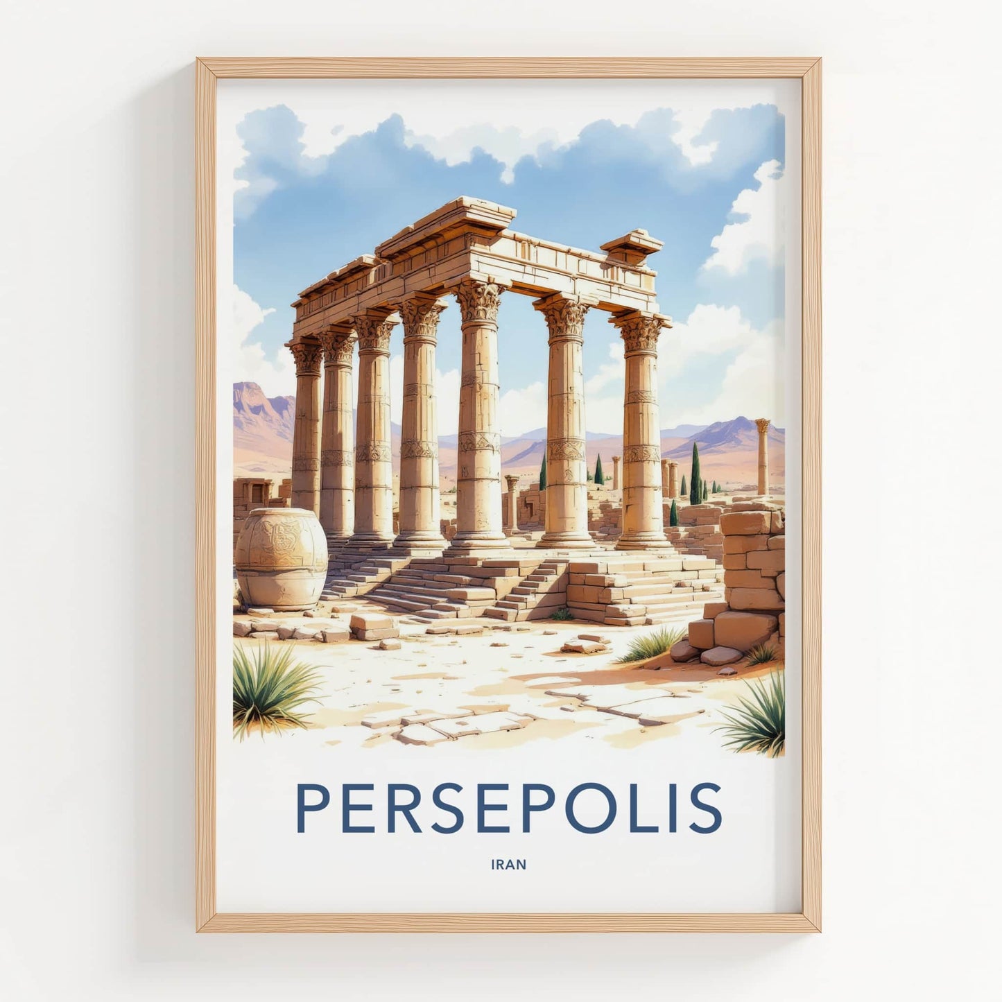 Persepolis Poster - Iran Travel Art - Ancient Columned Ruins Home Decor