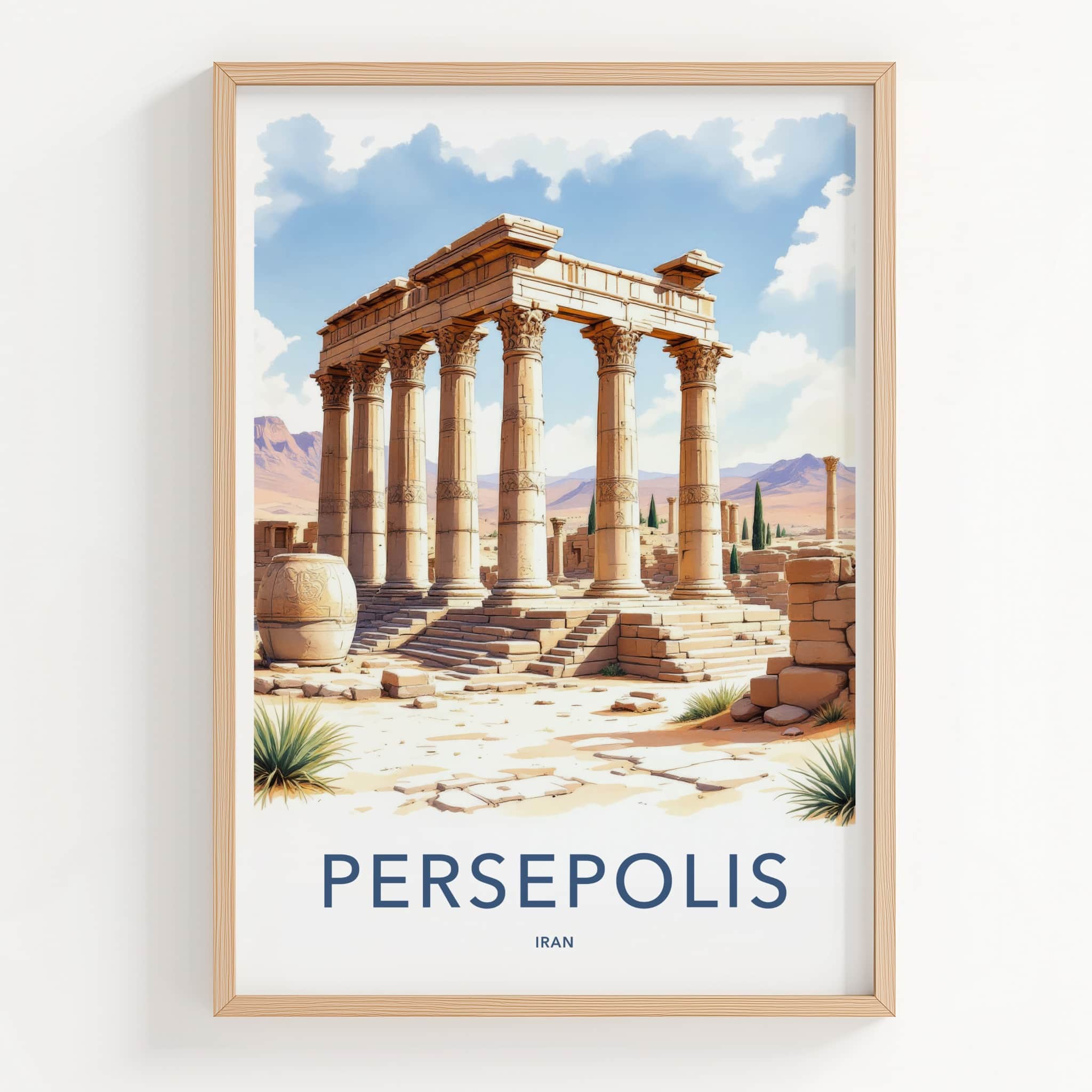 Persepolis Poster - Iran Travel Art - Ancient Columned Ruins Home Decor