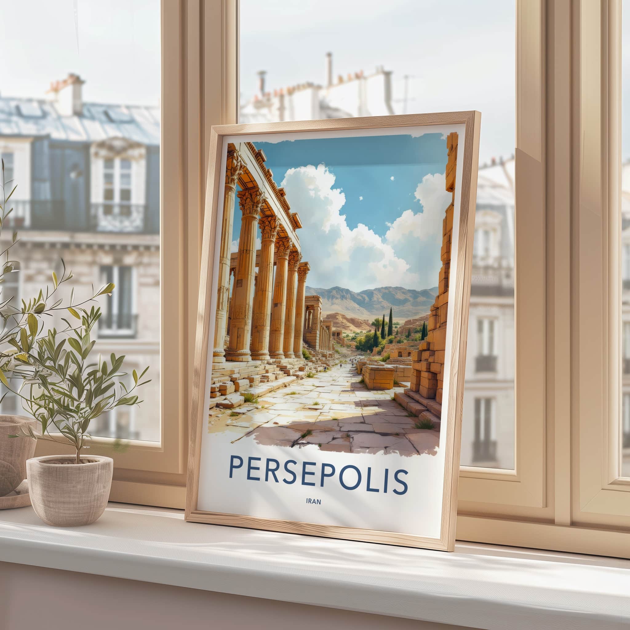 Persepolis Poster - Iran Travel Art - Ancient Columned Ruins Wall Decor