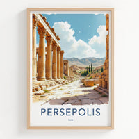 Persepolis Poster - Iran Travel Art - Ancient Columned Ruins Wall Decor