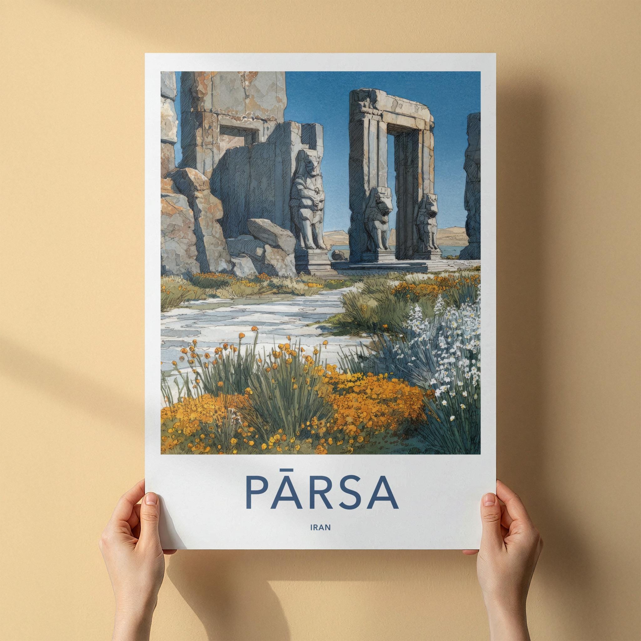 Persepolis Poster - Iran Travel Art - Ancient Temple Ruins Home Decor