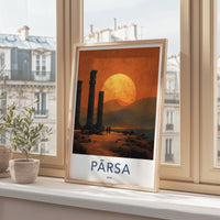 Persepolis Poster - Iran Travel Art - Desert Columns Sunset Home Decor