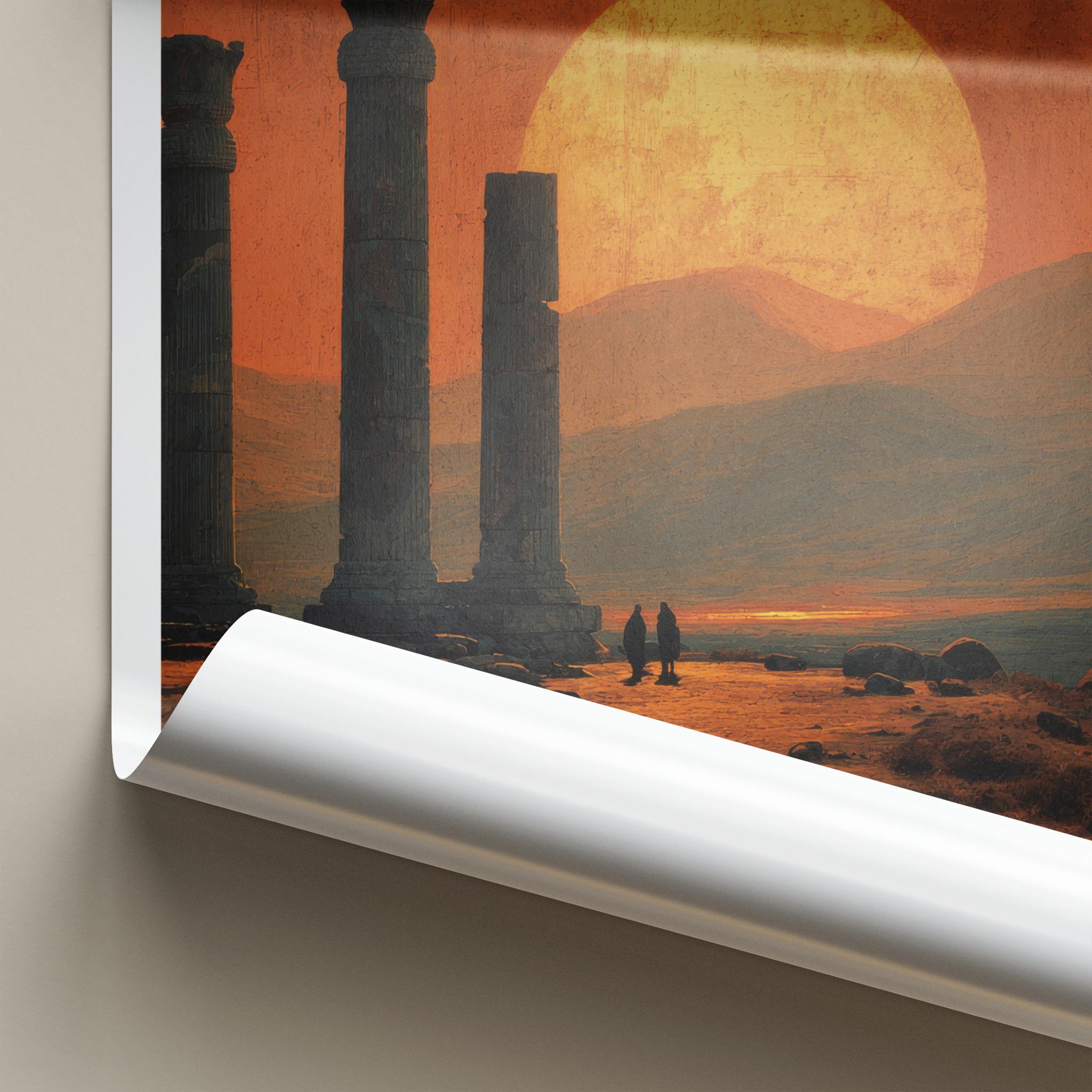 Persepolis Poster - Iran Travel Art - Desert Columns Sunset Home Decor