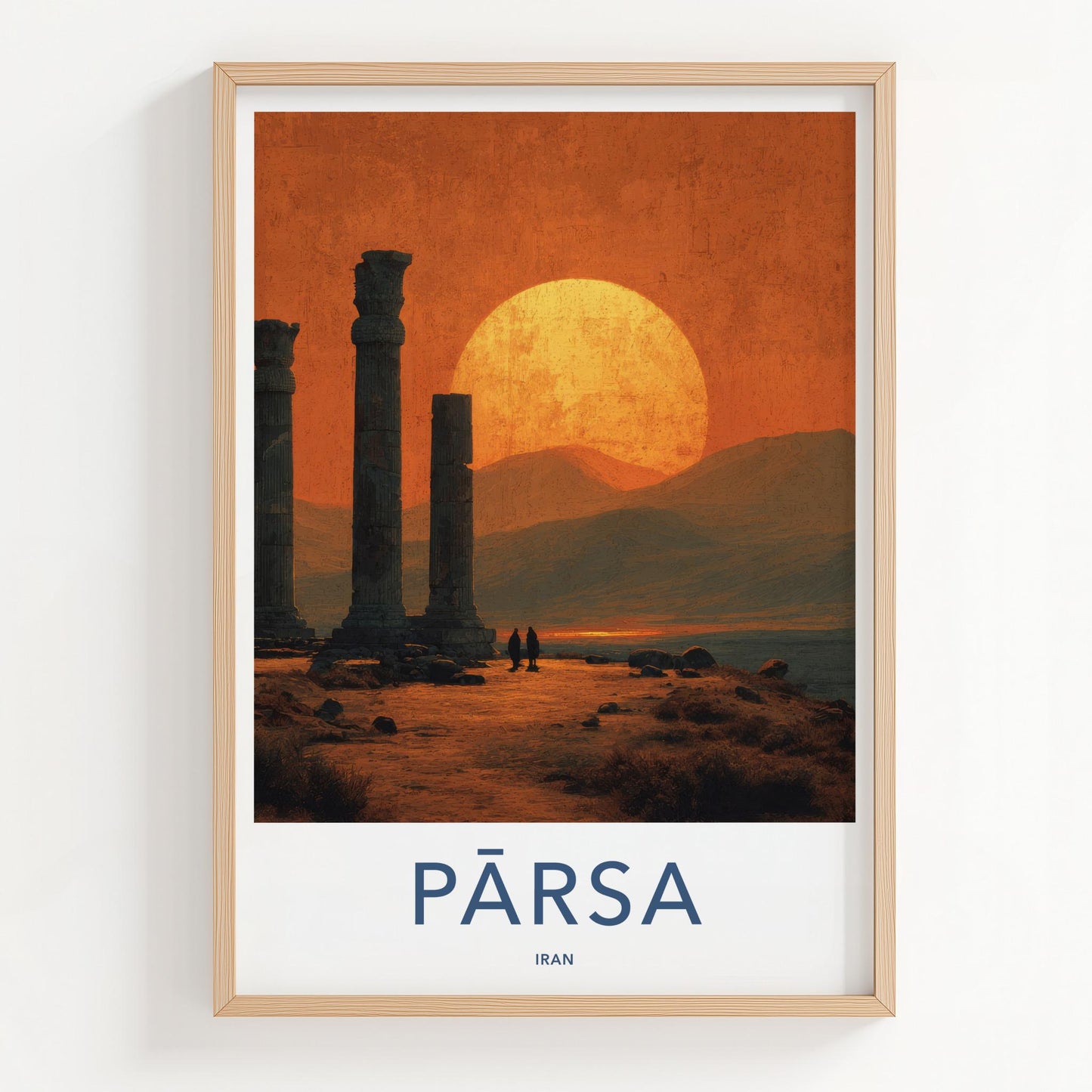 Persepolis Poster - Iran Travel Art - Desert Columns Sunset Home Decor