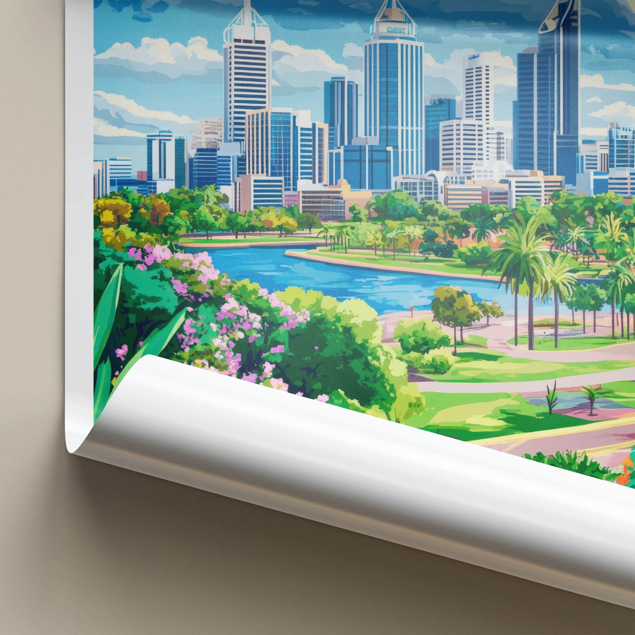 Perth Poster - Australia Travel Art - City River Park Home Decor