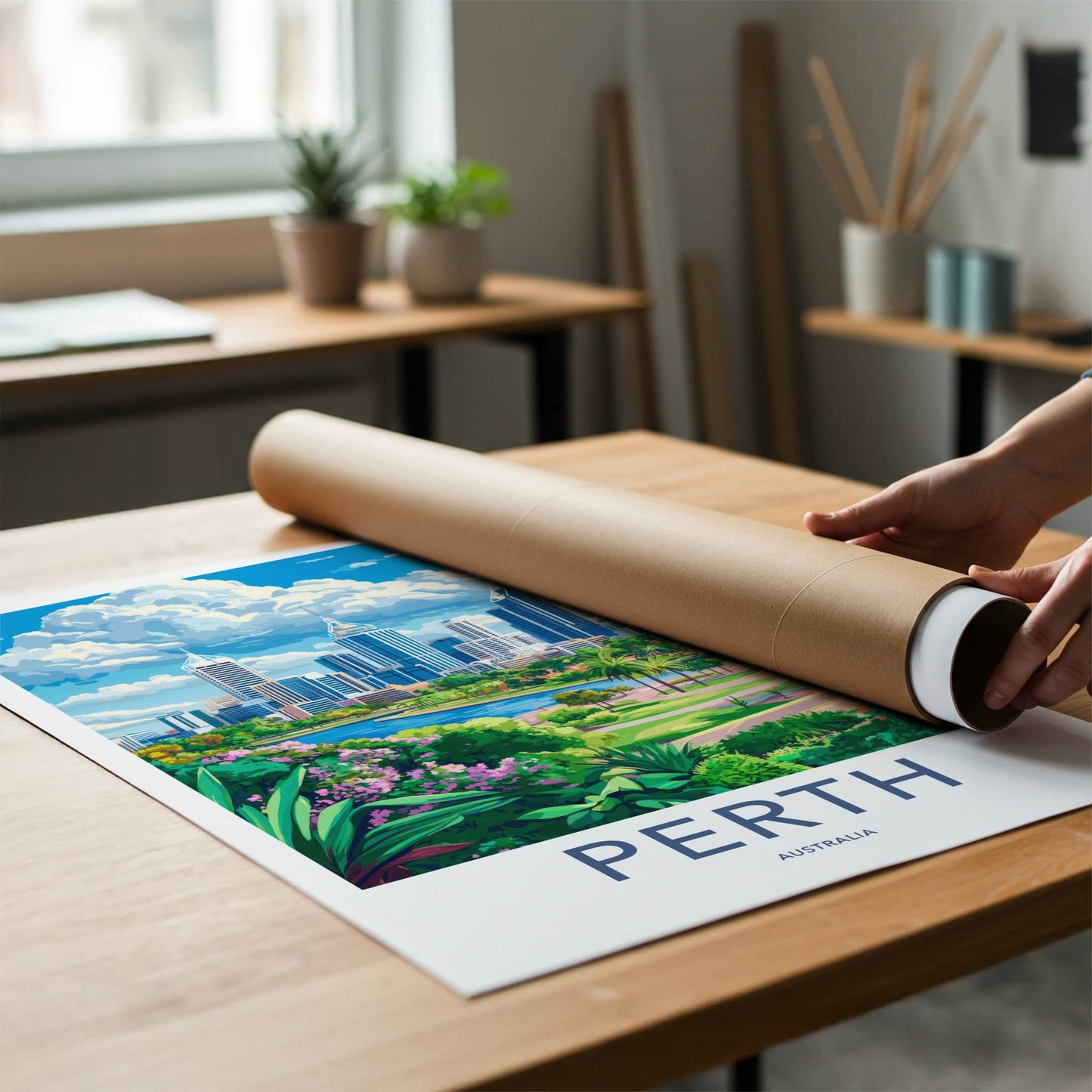 Perth Poster - Australia Travel Art - City River Park Home Decor