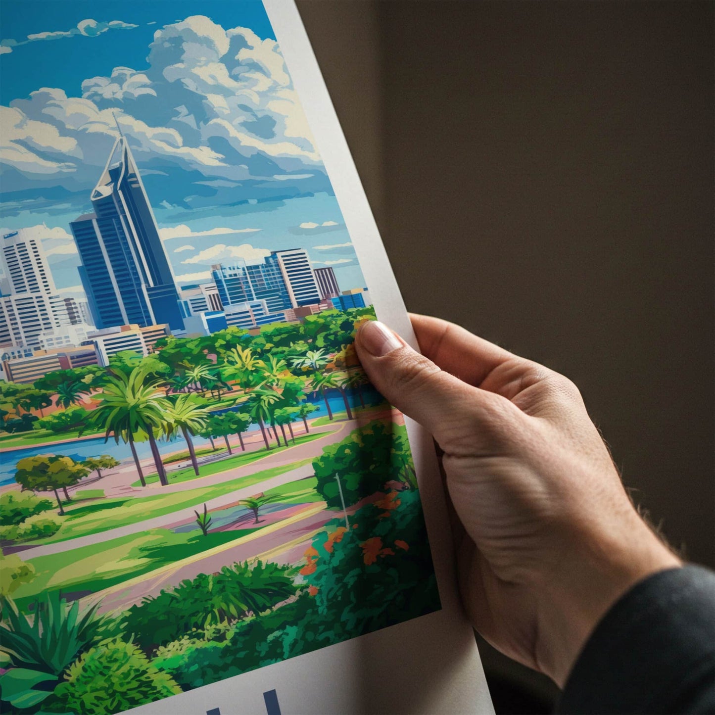 Perth Poster - Australia Travel Art - City River Park Home Decor