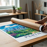 Perth Poster - Australia Travel Art - Cityscape River Park Home Decor