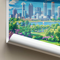 Perth Poster - Australia Travel Art - Cityscape River Park Home Decor